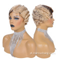 Cabelo humano virgem Pixie Cut Wig Cut Wig 1920 Penteados de flapper Penteados de dedo curto Wig Retro Style Wig For Women